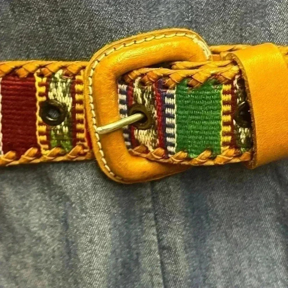 Women’s Vintage Woven Multicolor Leather Southwestern made in Guatemala Size 30 - Picture 4 of 16